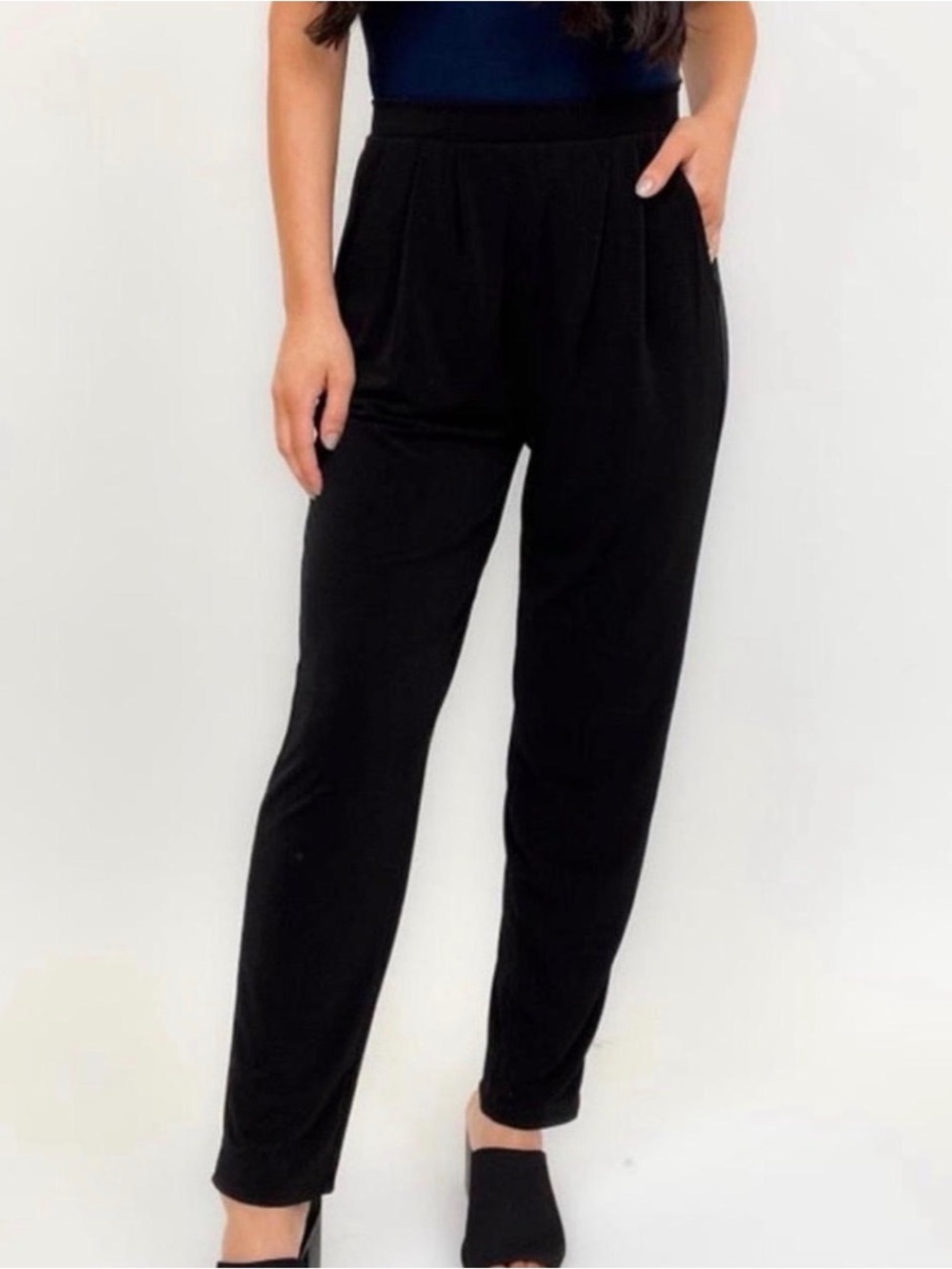 Zenana Black High-Waist Tapered Pants - Women